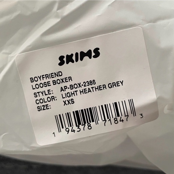 Skims Boyfriend Loose Boxer Light Heather Grey XXS - Picture 3 of 12